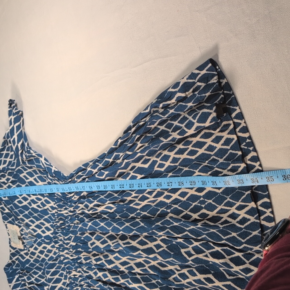Anthropologie HD in Paris Blue & Cream Geometric Print Dress Size 6 - Picture 4 of 7